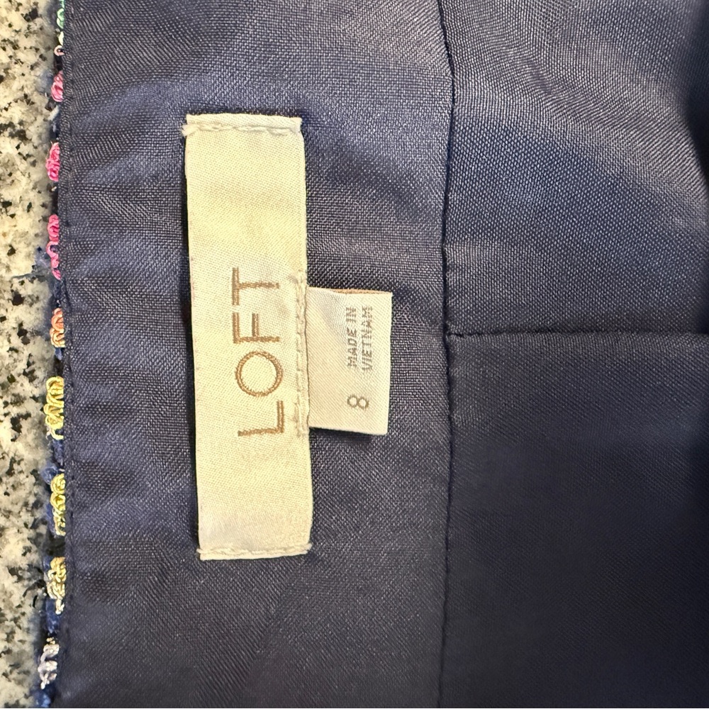 LOFT Multicolor Tweed Mini Skirt - Black with Pink, Blue & Green Accents - Picture 4 of 6